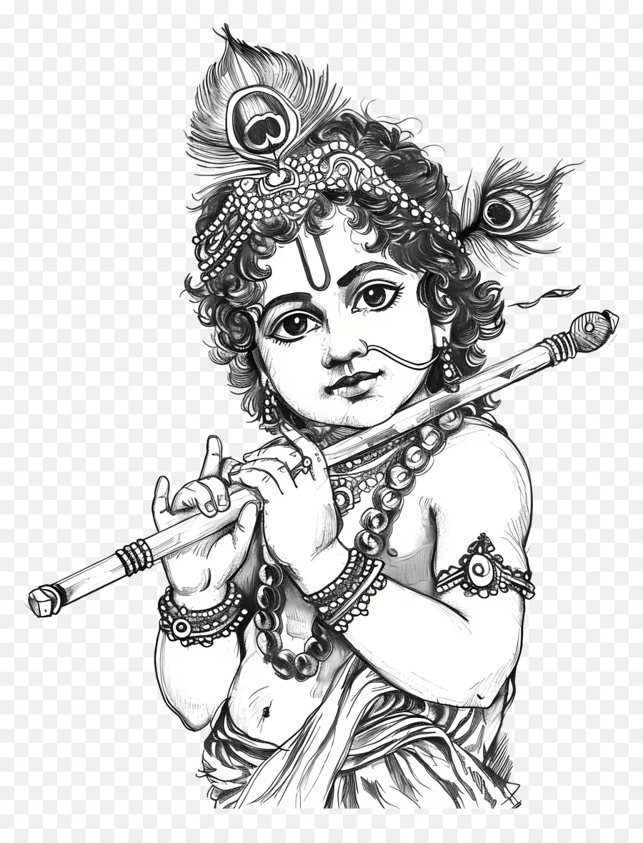 Krishna Janmashtami，Dessin De Krishna PNG