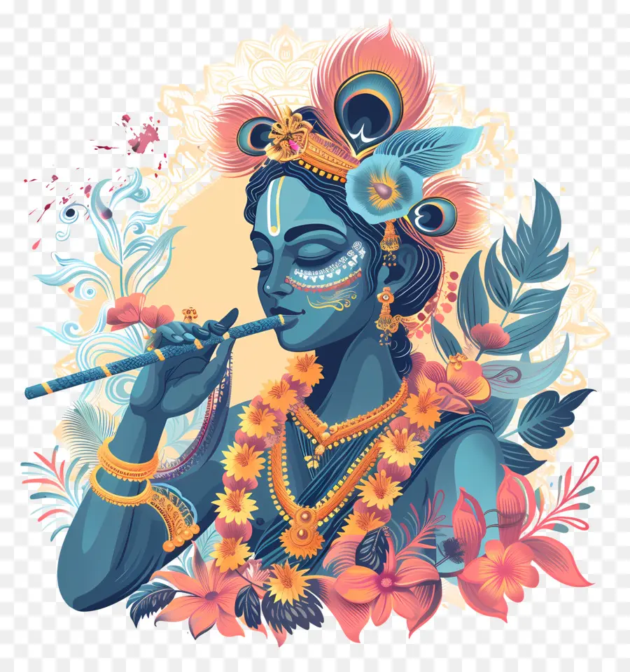 Krishna Janmashtami，Divinité Bleue PNG