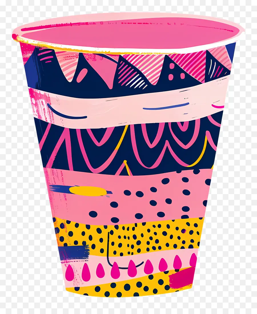 Tasse Rose à Motifs，Tasse En Papier Rose PNG