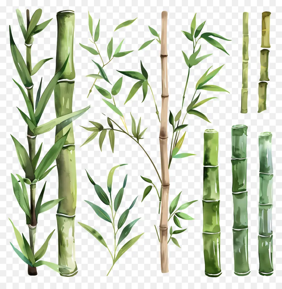 Bambou，Feuilles Vertes PNG
