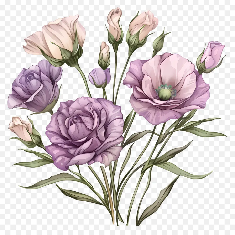 Eustoma Fleur，Fleurs Roses PNG