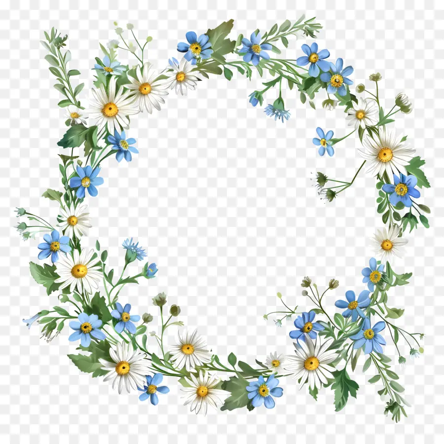 Couronne Ronde Avec Marguerites，Couronne Florale PNG