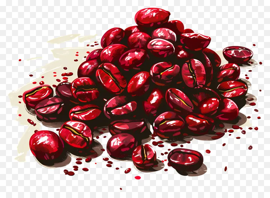 Café En Grains，Grains De Café Rouges PNG