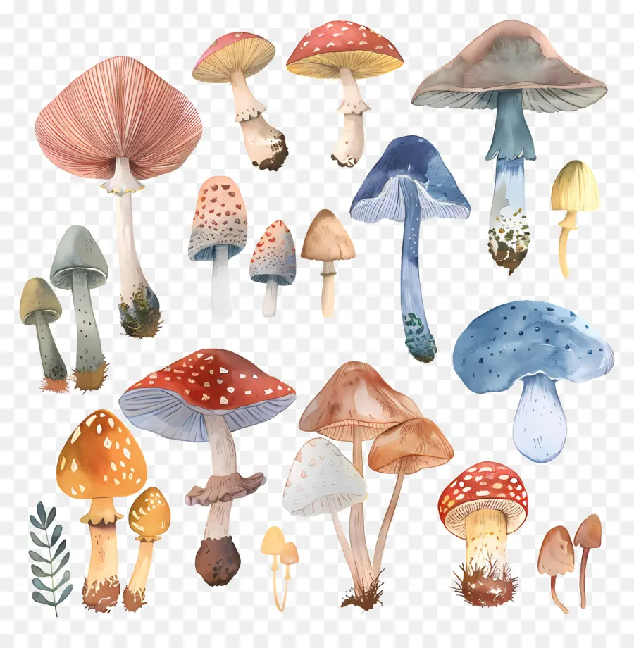 Champignons，Différentes Colorées PNG