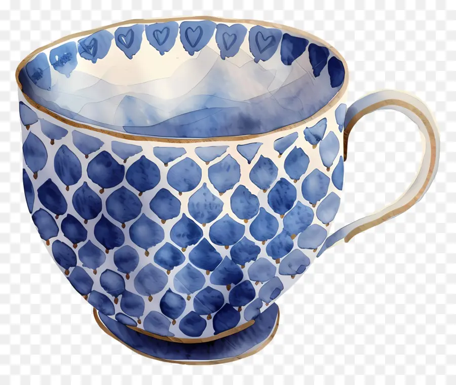 Tasse Bleue à Motifs，Tasse à Thé Bleue PNG