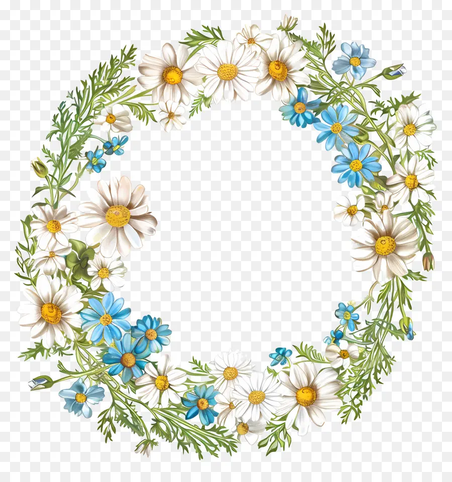 Couronne Ronde Avec Marguerites，Couronne Florale PNG