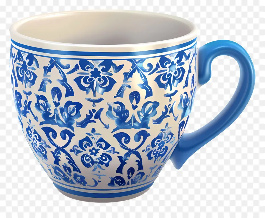 Tasse Bleue à Motifs，Coupe Bleue PNG