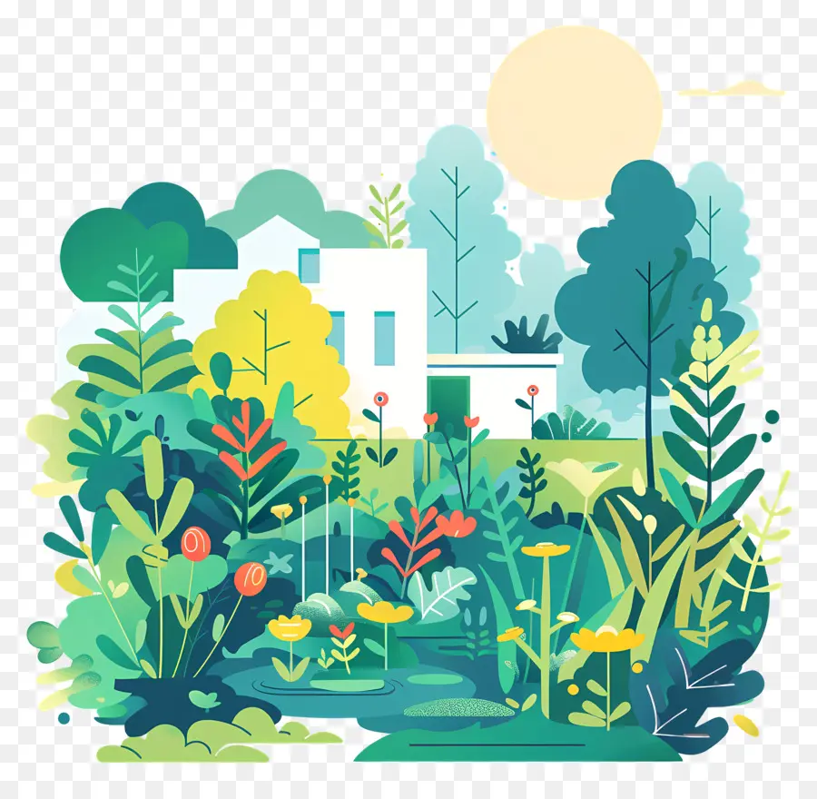 Jardin D'été，Maison Dans Le Jardin PNG