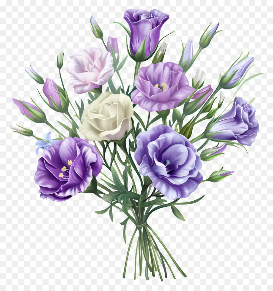 Eustoma Fleur，Fleurs Violettes Et Blanches PNG