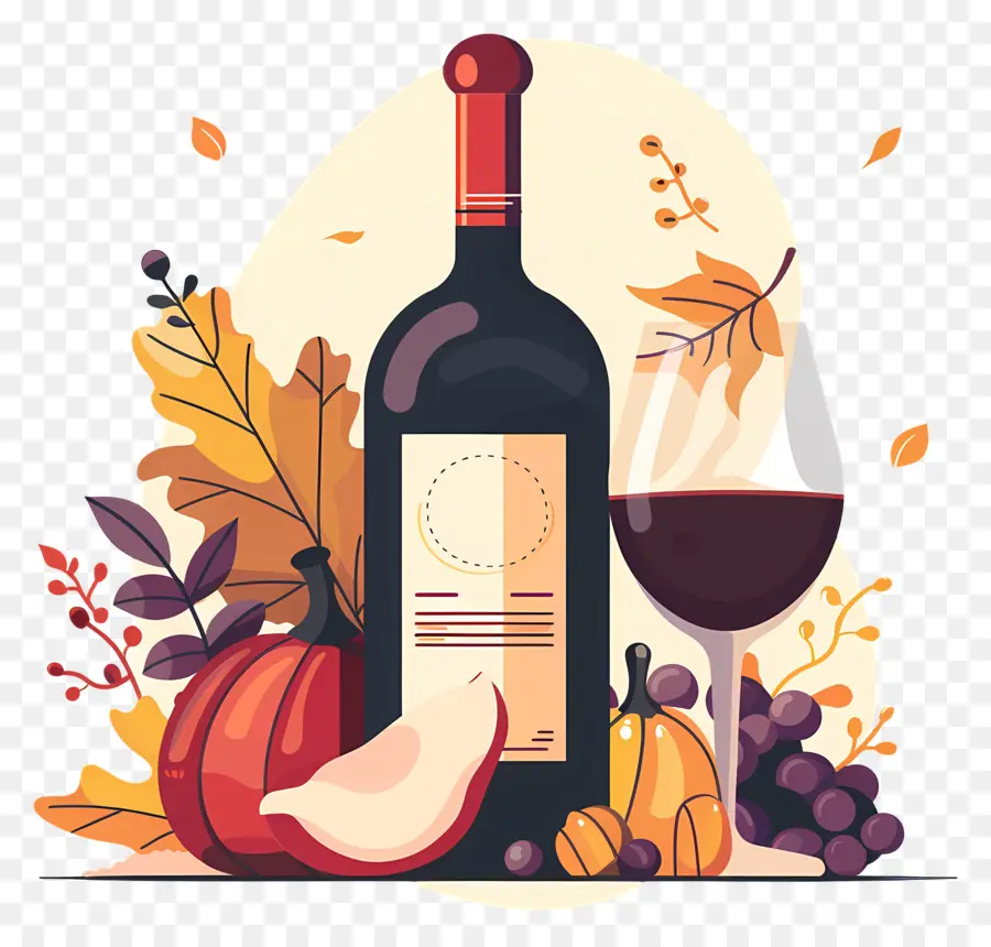 Vin De Thanksgiving，Vin Et Citrouilles PNG