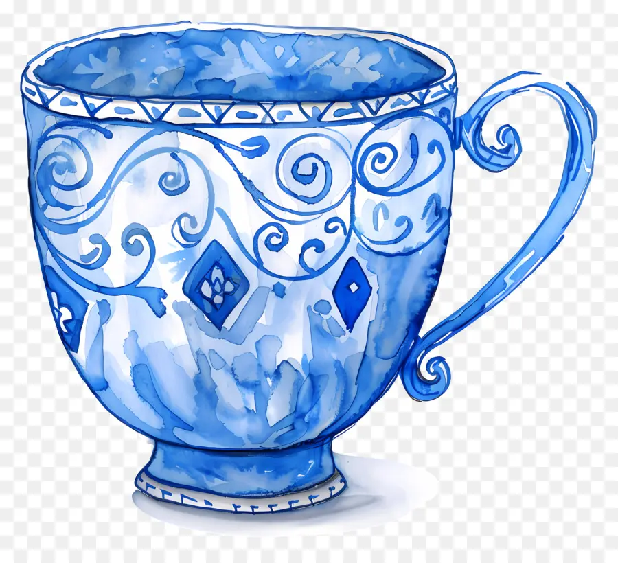 Tasse Bleue à Motifs，Coupe Bleue PNG