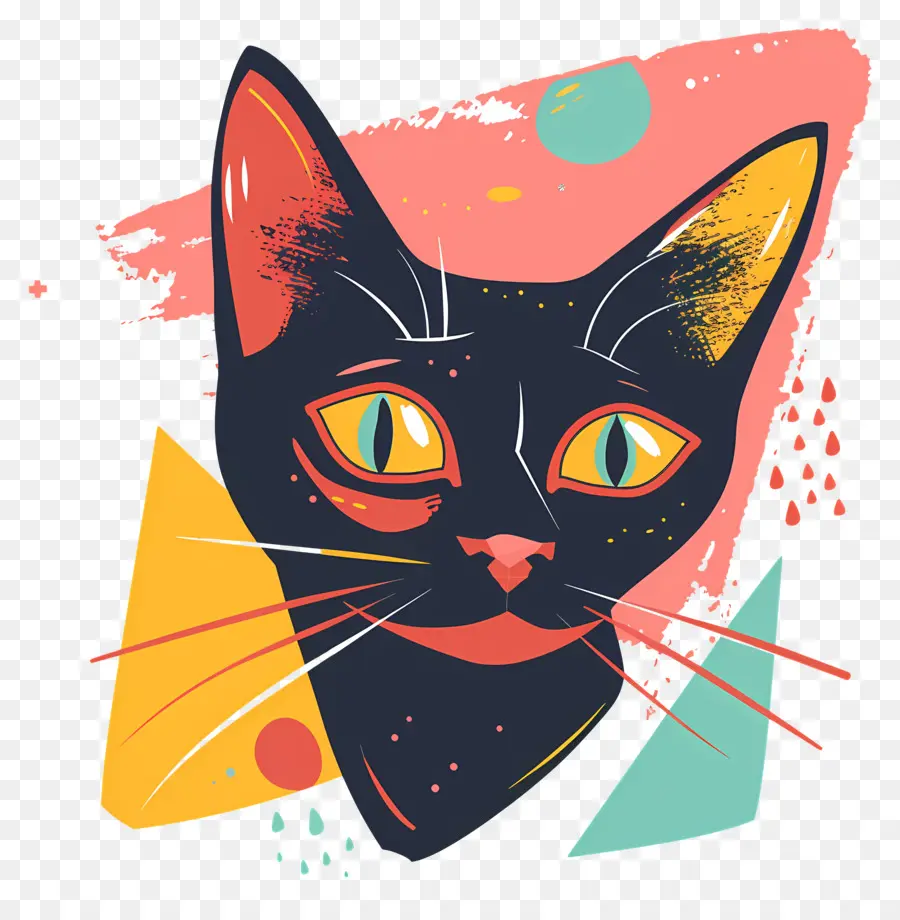 Tête De Chat，Visage De Chat Coloré PNG