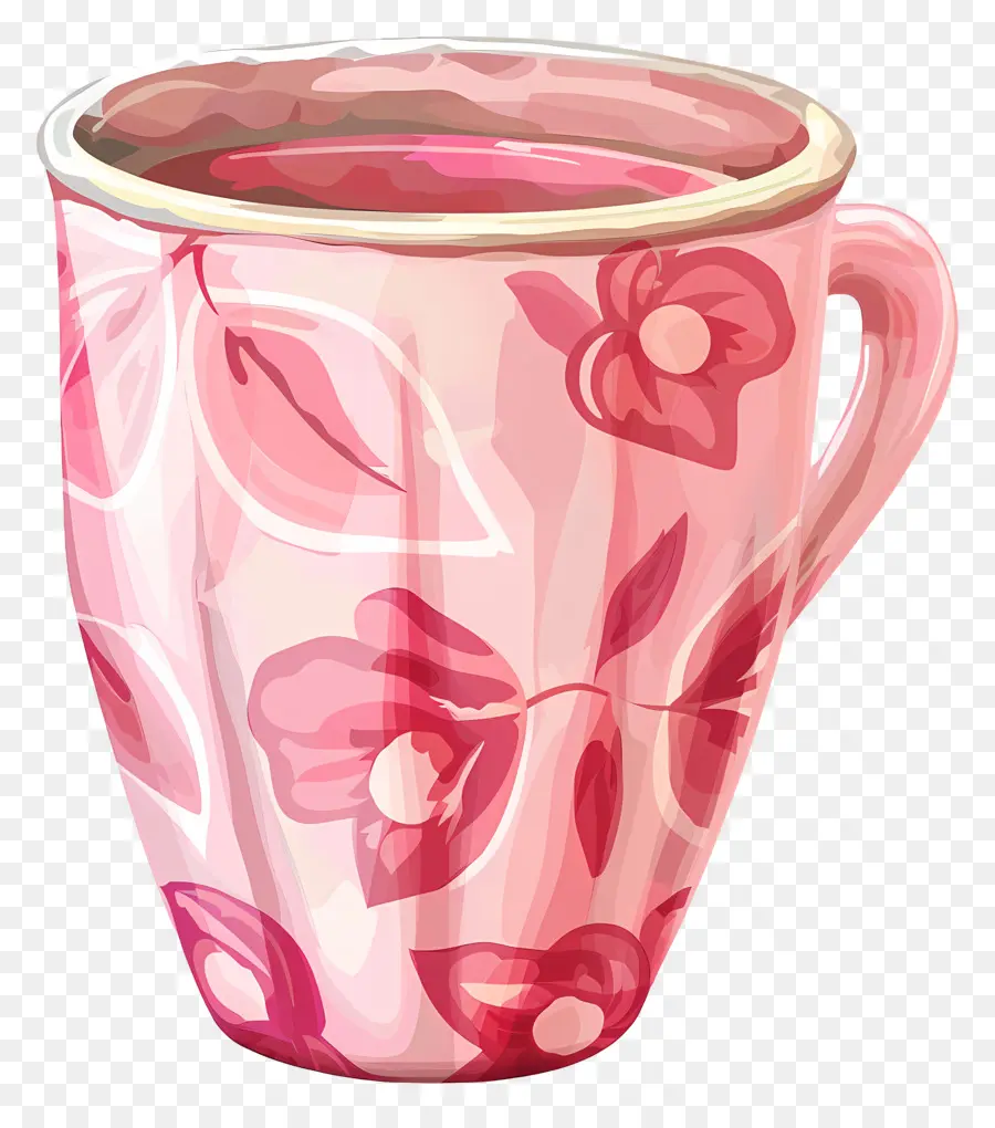 Tasse Rose à Motifs，Tasse Décorative PNG