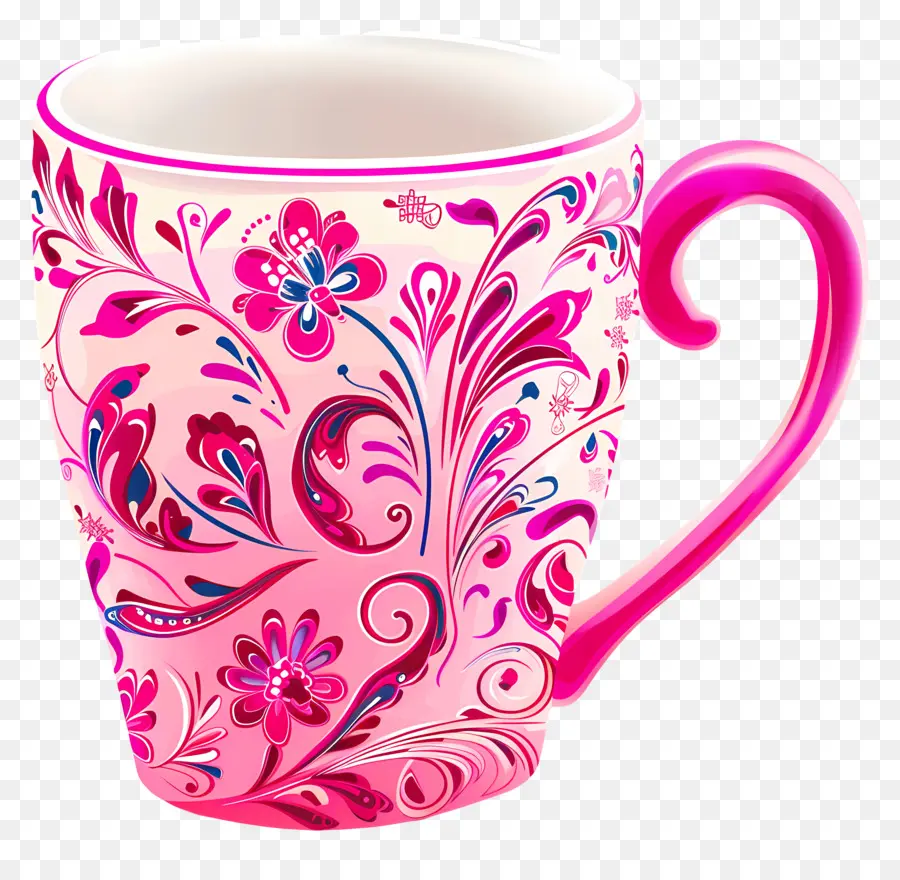 Tasse Rose à Motifs，Tasse Rouge PNG