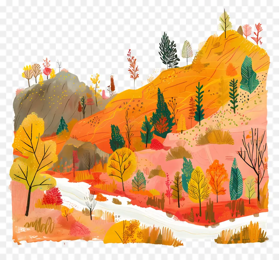 Paysage D'automne，Arbres PNG