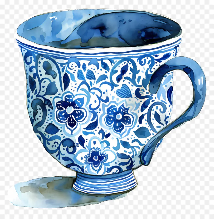 Tasse Bleue à Motifs，Coupe Bleue PNG