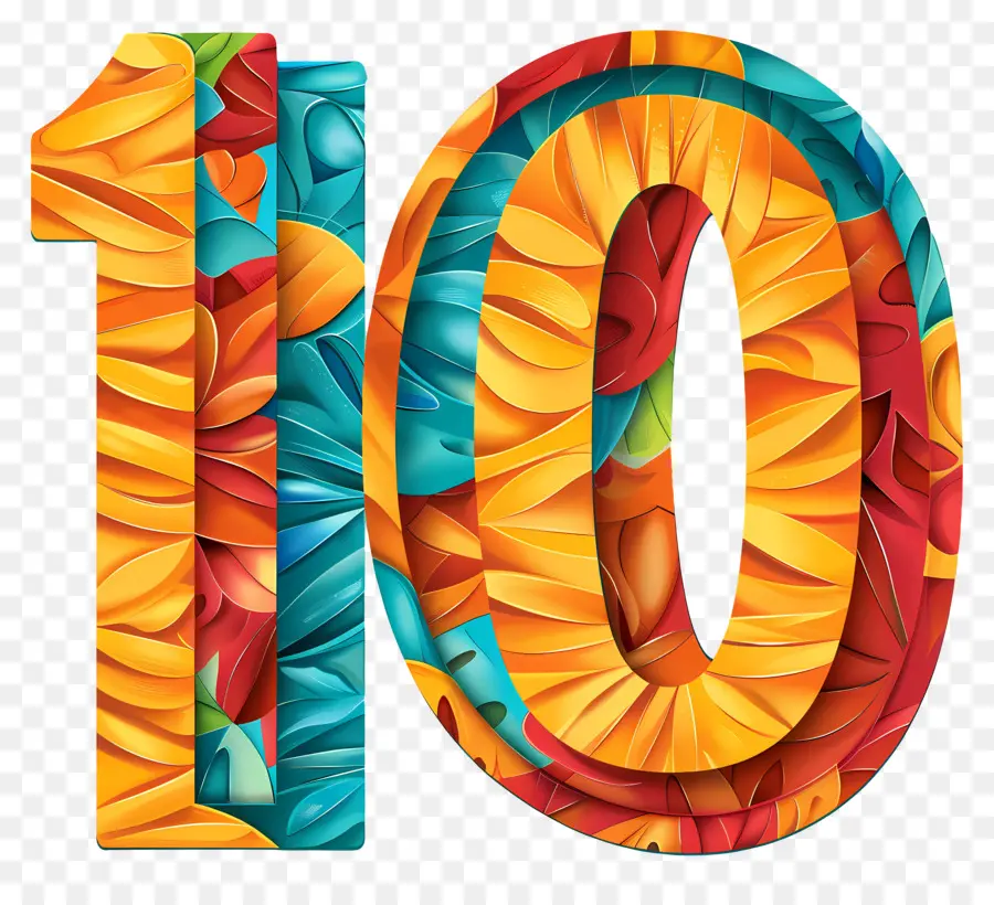 Numéro 10，Numéro Coloré 10 PNG