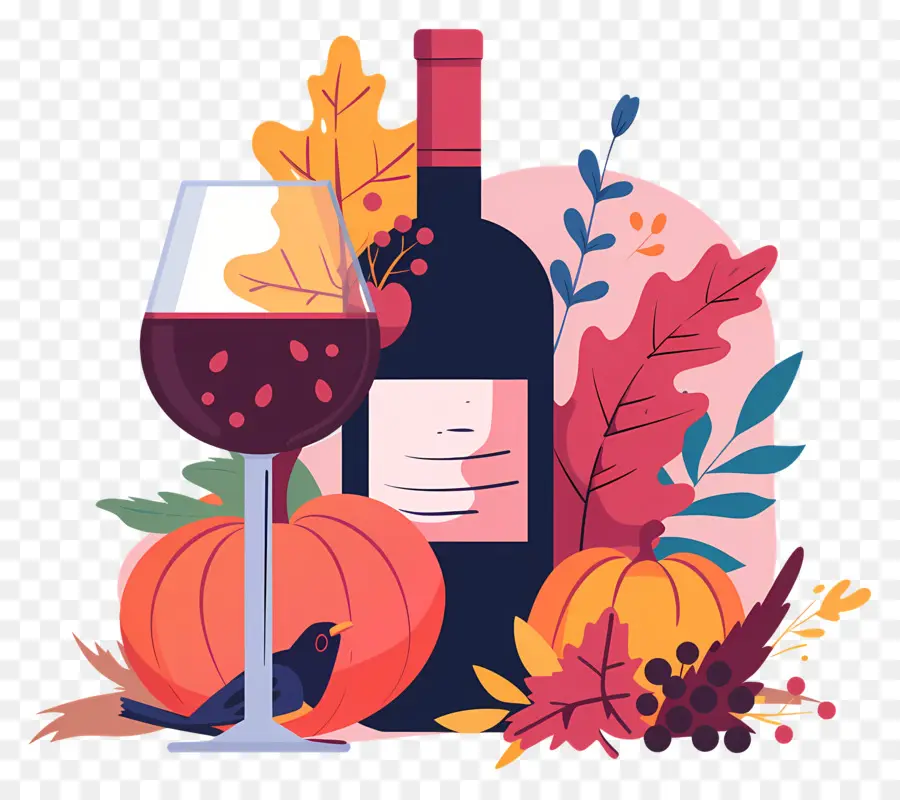 Vin De Thanksgiving，Vin Et Citrouilles PNG