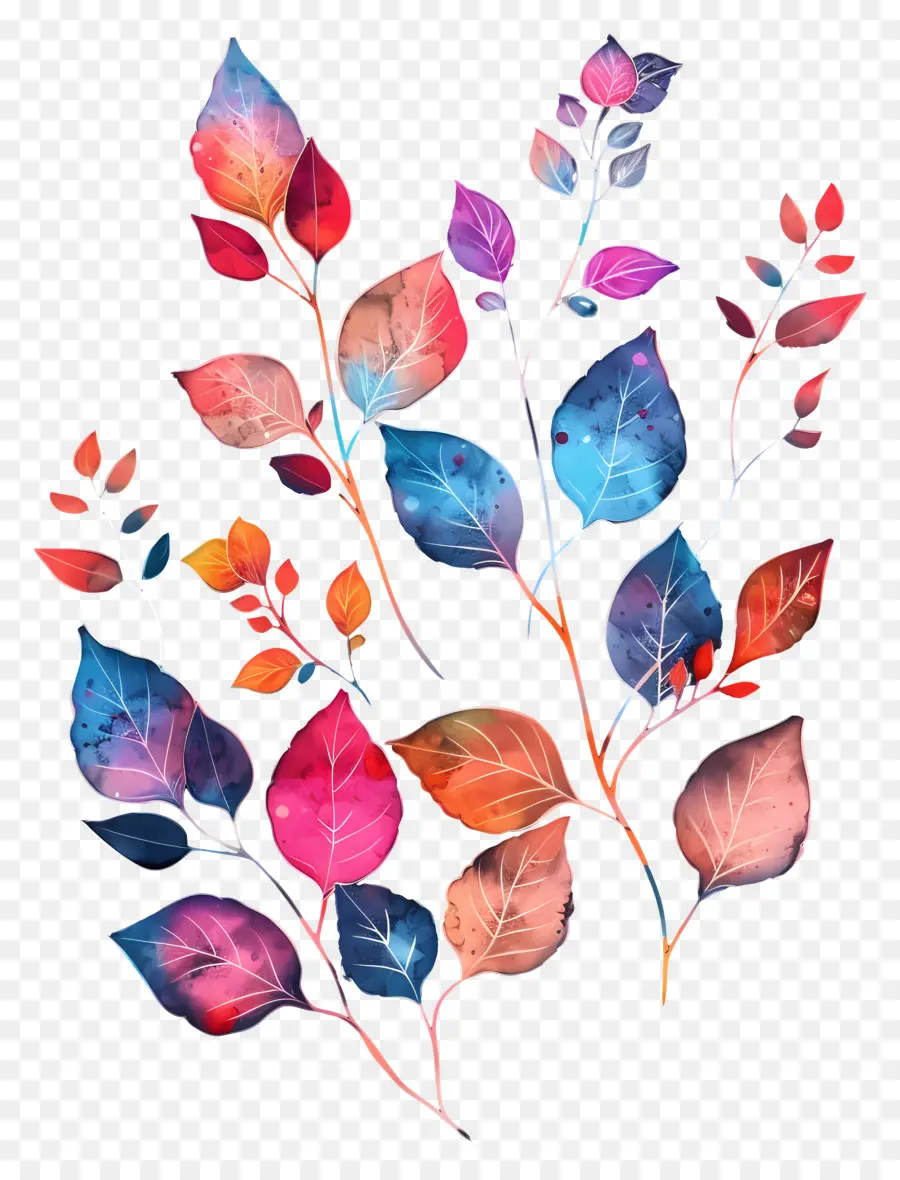 Feuilles Colorées，Feuilles D'aquarelle PNG