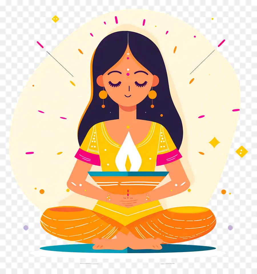 Diwali，Femme Qui Médite PNG