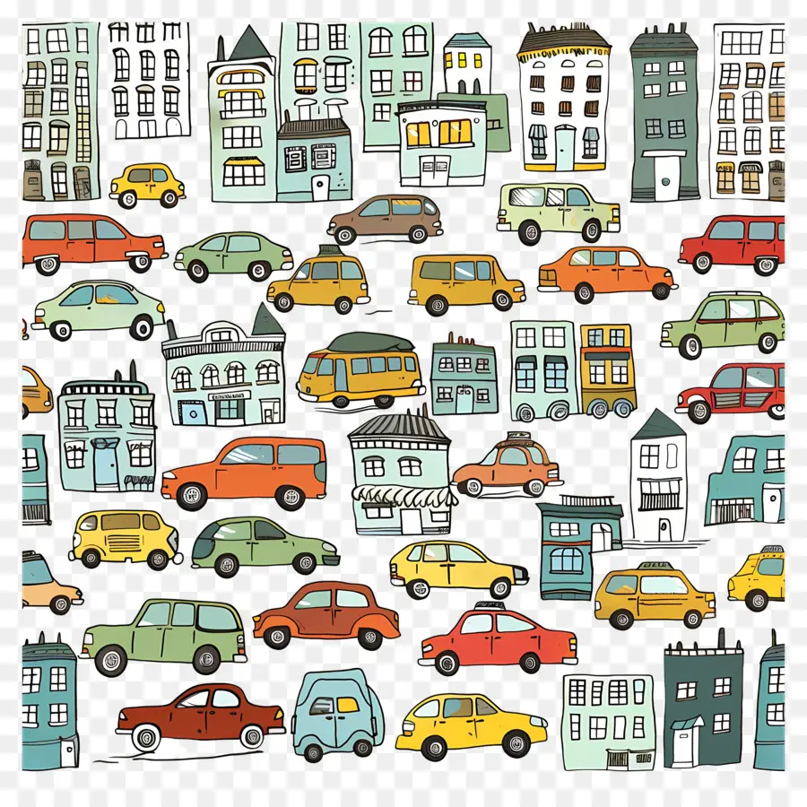 Voitures En Ville，Paysage Urbain PNG