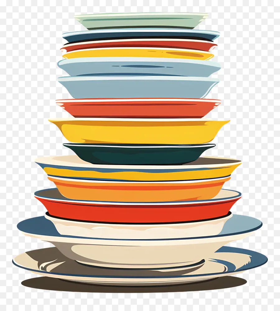 Pile D'assiettes，Coloré PNG