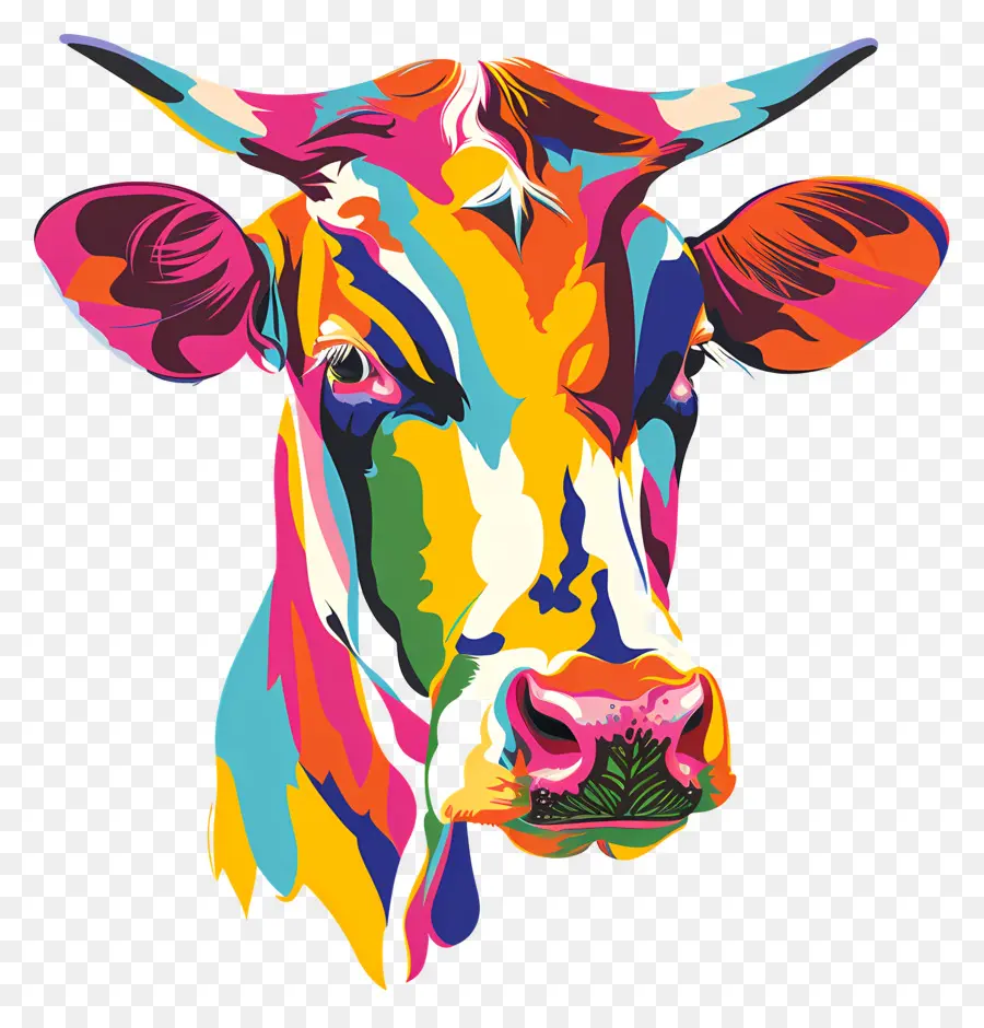 Tête De Vache，Vache Colorée PNG