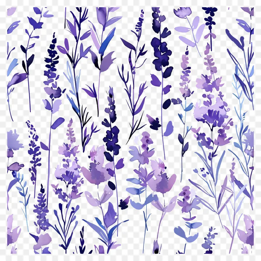 Modèle De Prés，Fleurs Violettes PNG