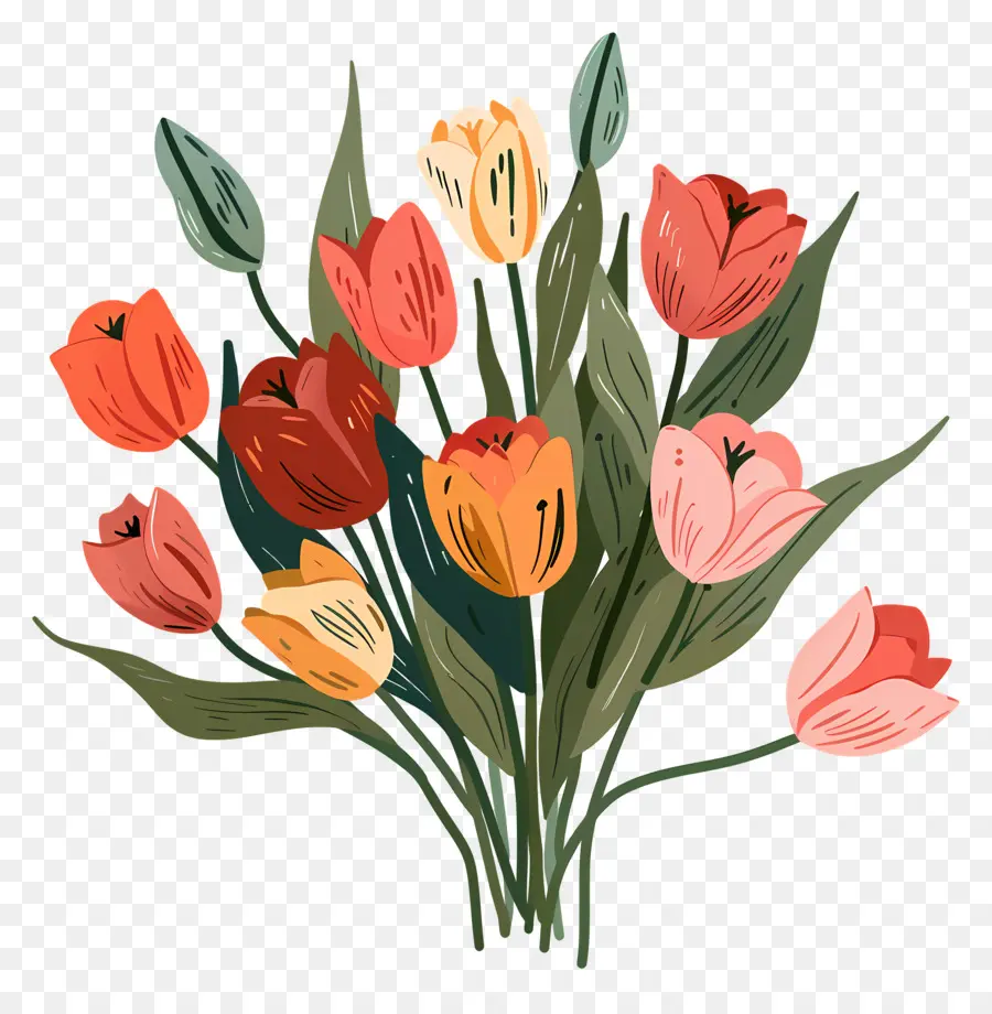 Bouquet De Tulipes，Tulipes Jaunes PNG