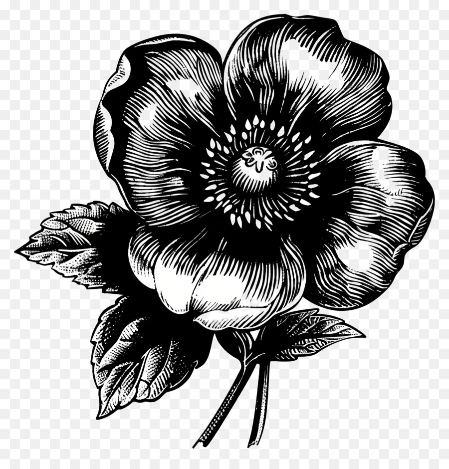 Fleur，Fleur Noire Et Blanche PNG