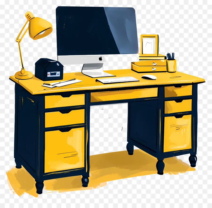 Bureau，Jaune Ordinateur De Bureau PNG