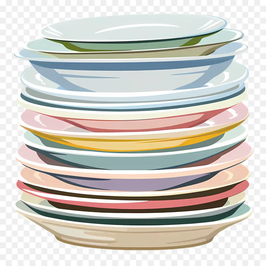 Pile D'assiettes，Coloré PNG