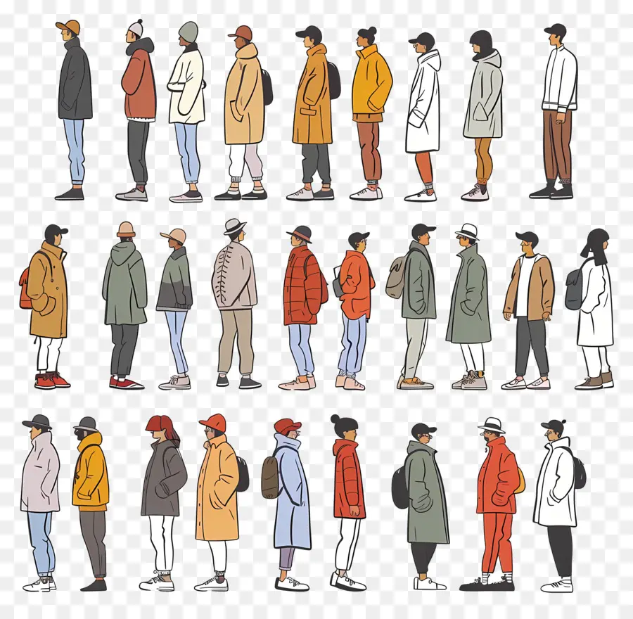 Les Gens Dans La File D'attente，La Mode D'hiver PNG