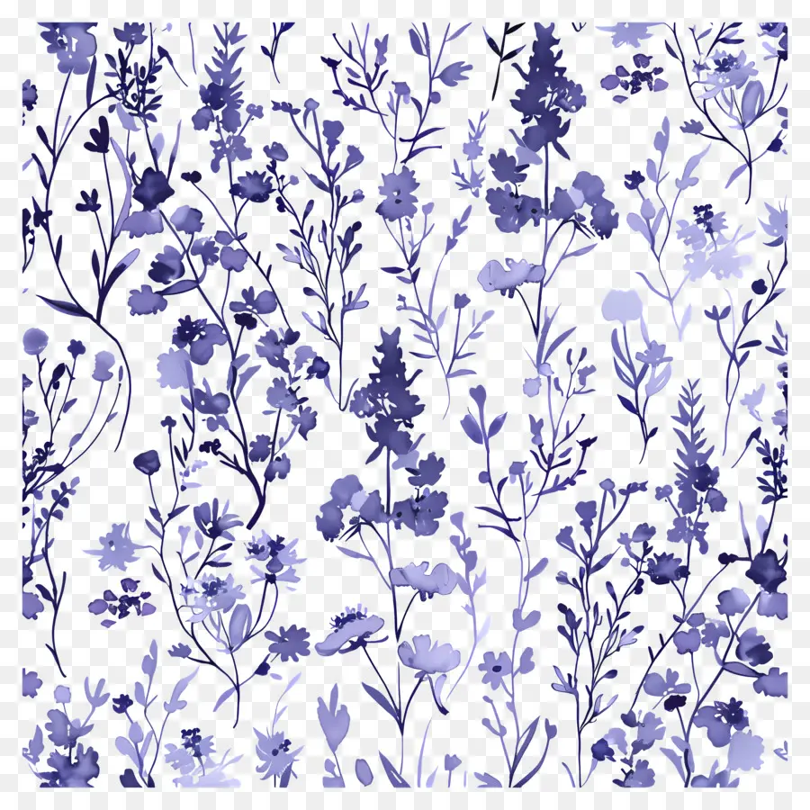 Modèle De Prairies，Fleurs Bleues PNG