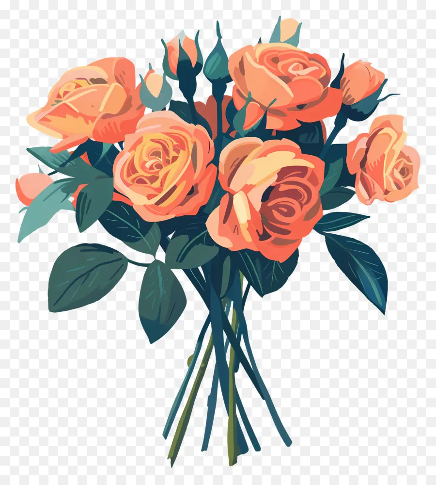 Bouquet De Roses，Les Roses Orange PNG