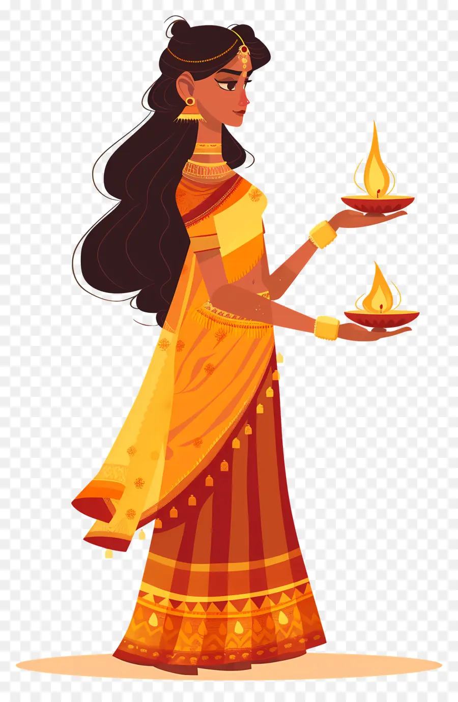 Diya，Fille Avec Lampe PNG