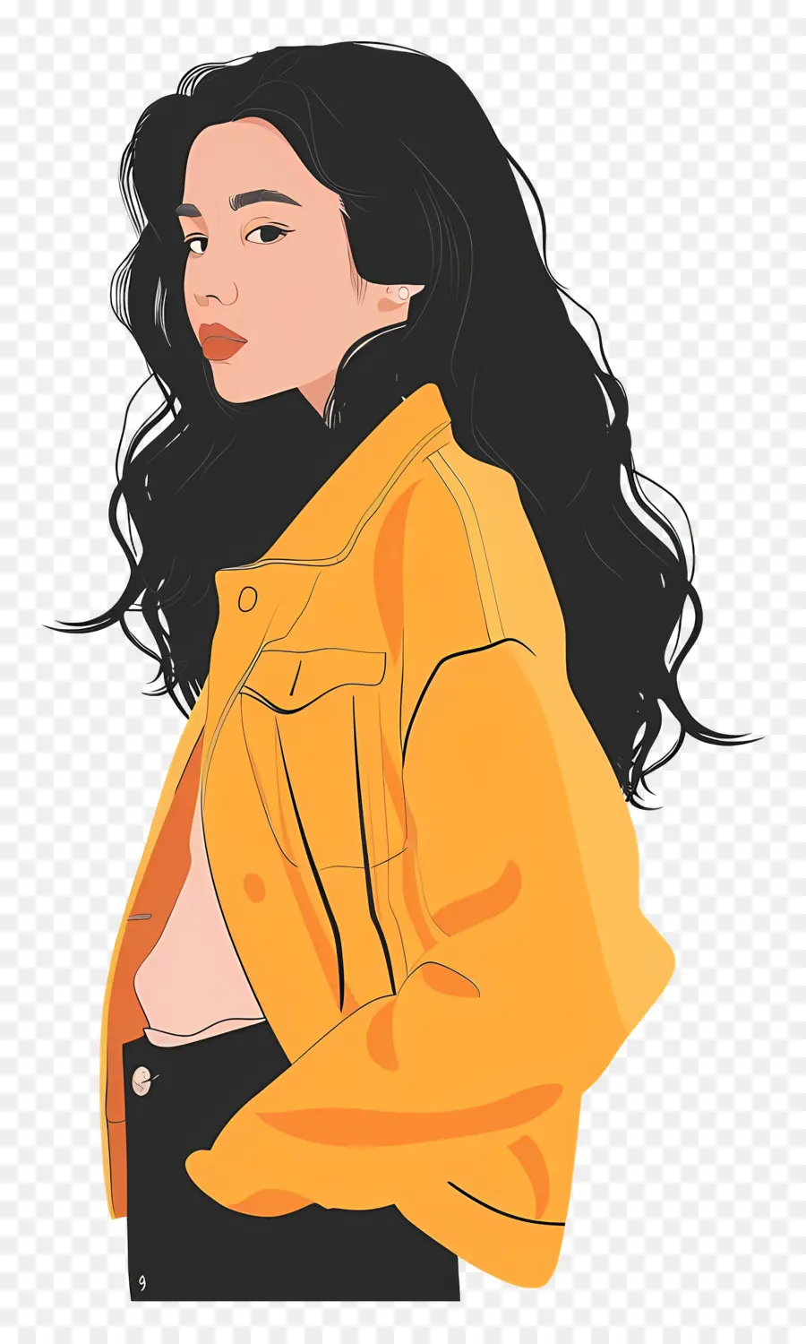 Mode Femme，Veste Jaune PNG