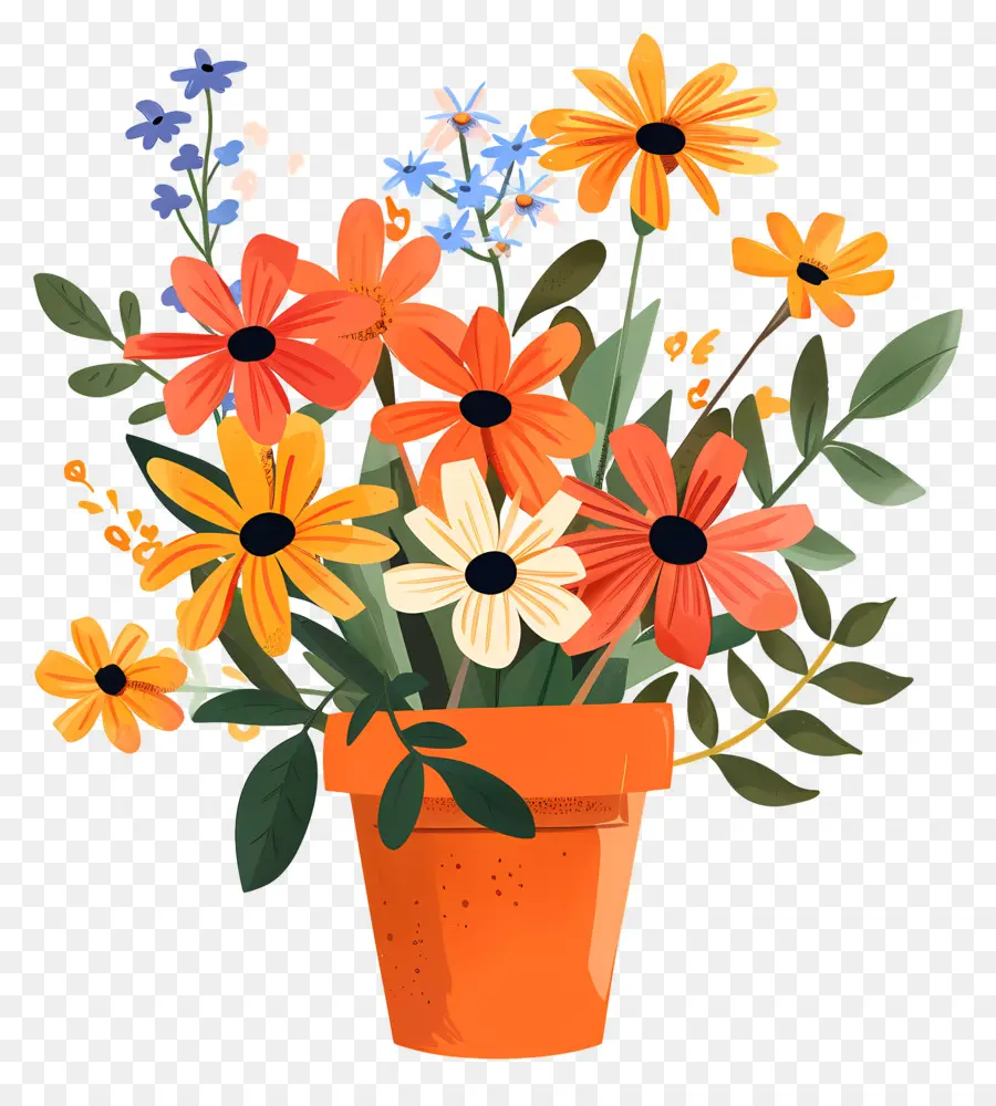 Fleurs En Pot，Fleurs Colorées PNG