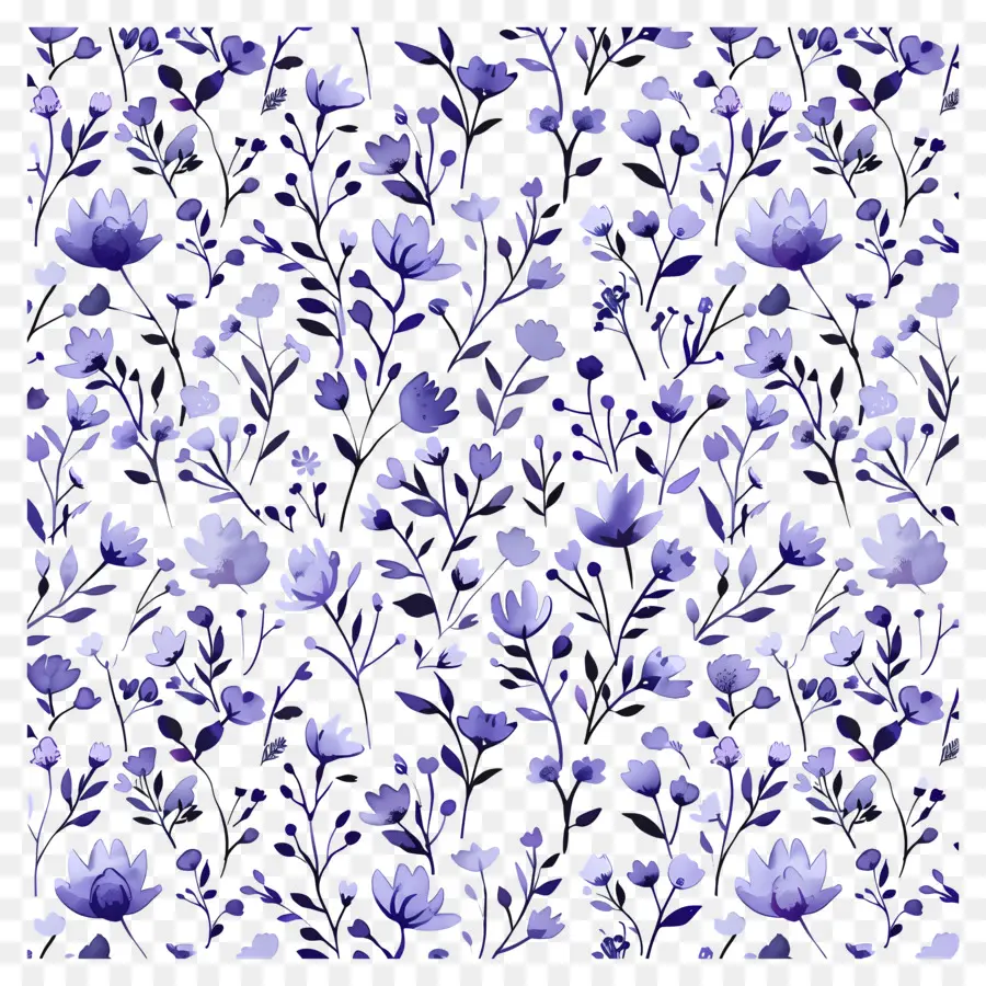 Modèle De Prés，Fleurs Violettes PNG