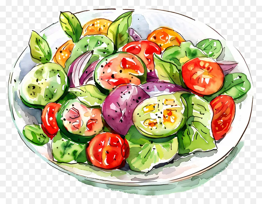 Salade D'été，Peinture à L'aquarelle PNG