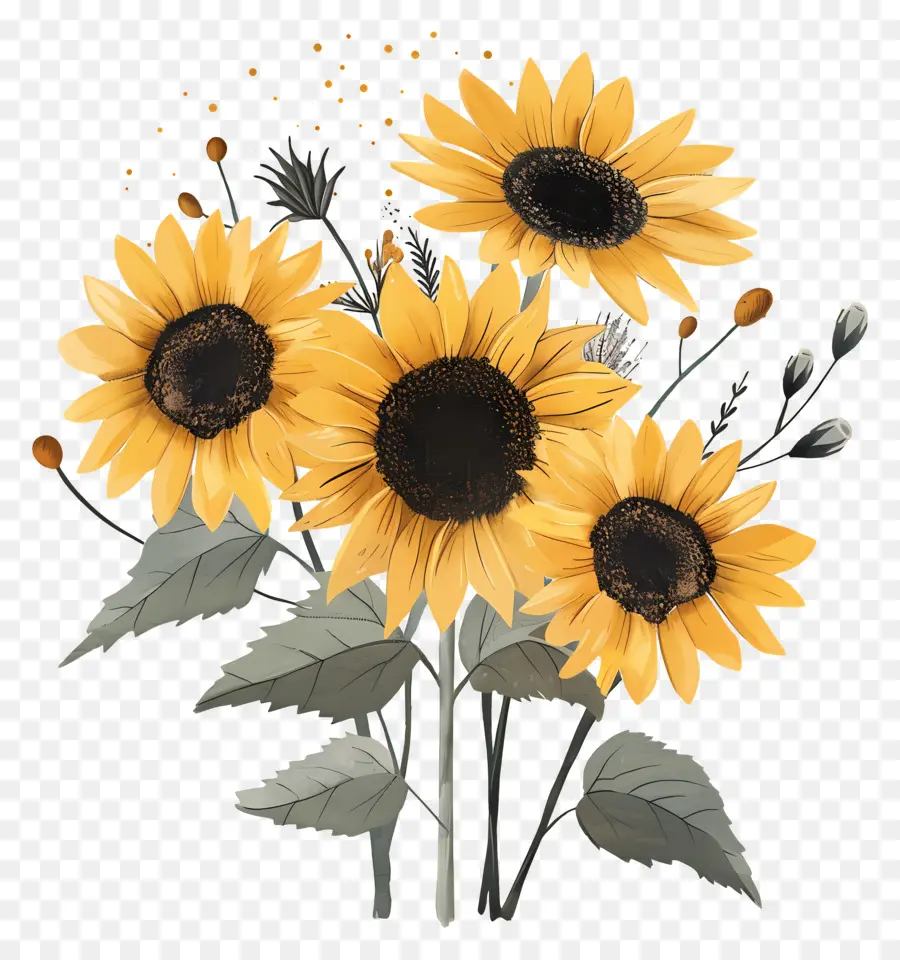 Bouquet De Tournesol，Tournesols Jaunes PNG