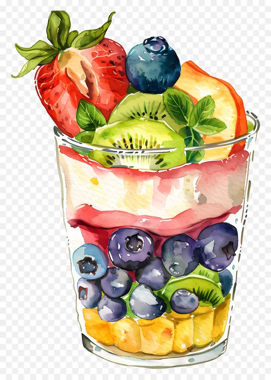 Parfait Aux Fruits，Salade De Fruits PNG