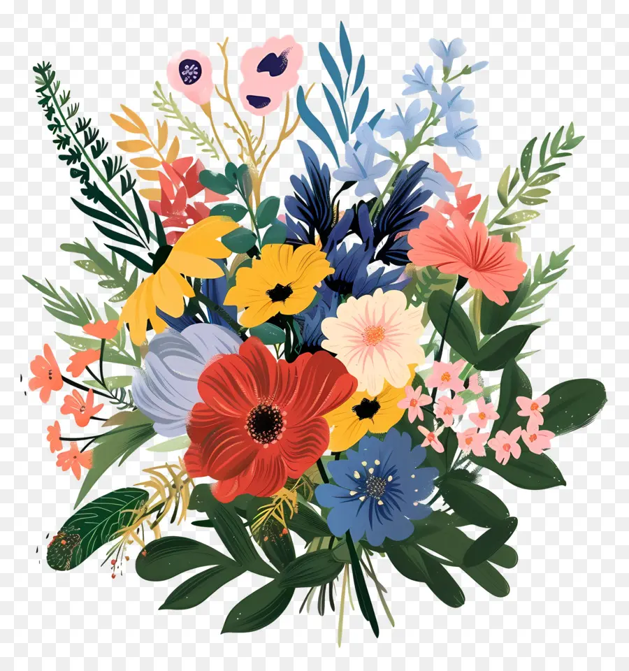 Mixte Bouquet De Fleurs，Fleurs Colorées PNG