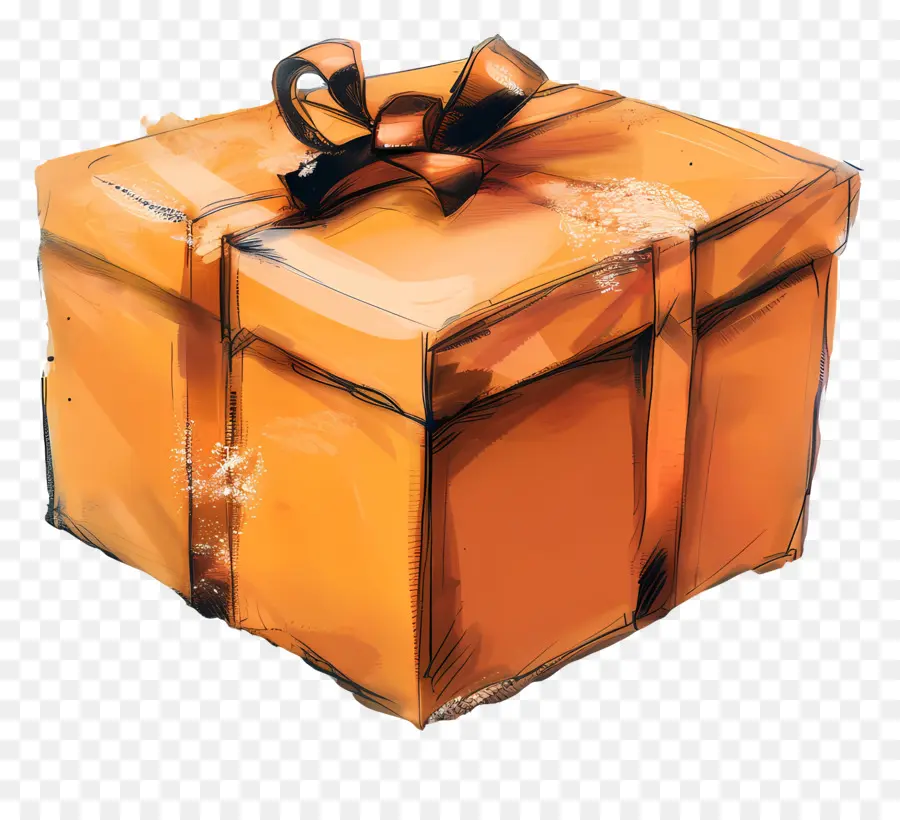 Boîte Cadeau，Orange PNG