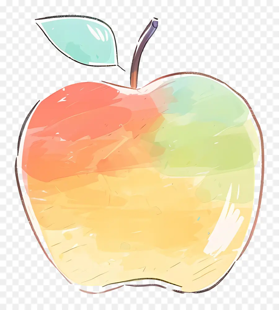 Doodle Pomme，Peinture à L'aquarelle PNG