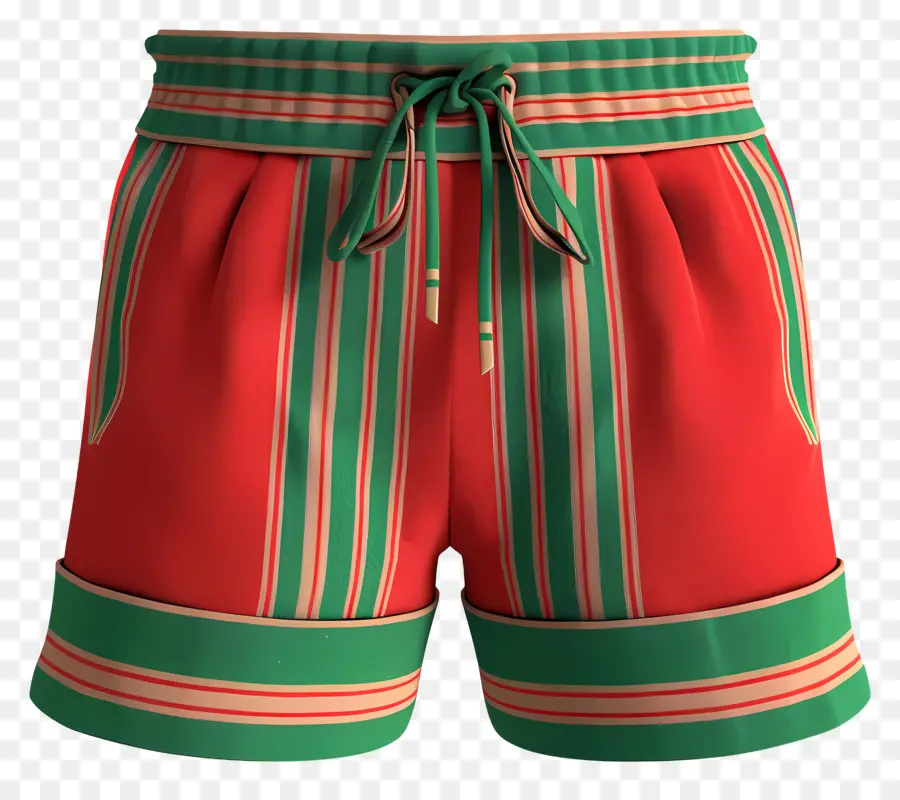 Short Rouge，Short Rayé Rouge Et Vert PNG