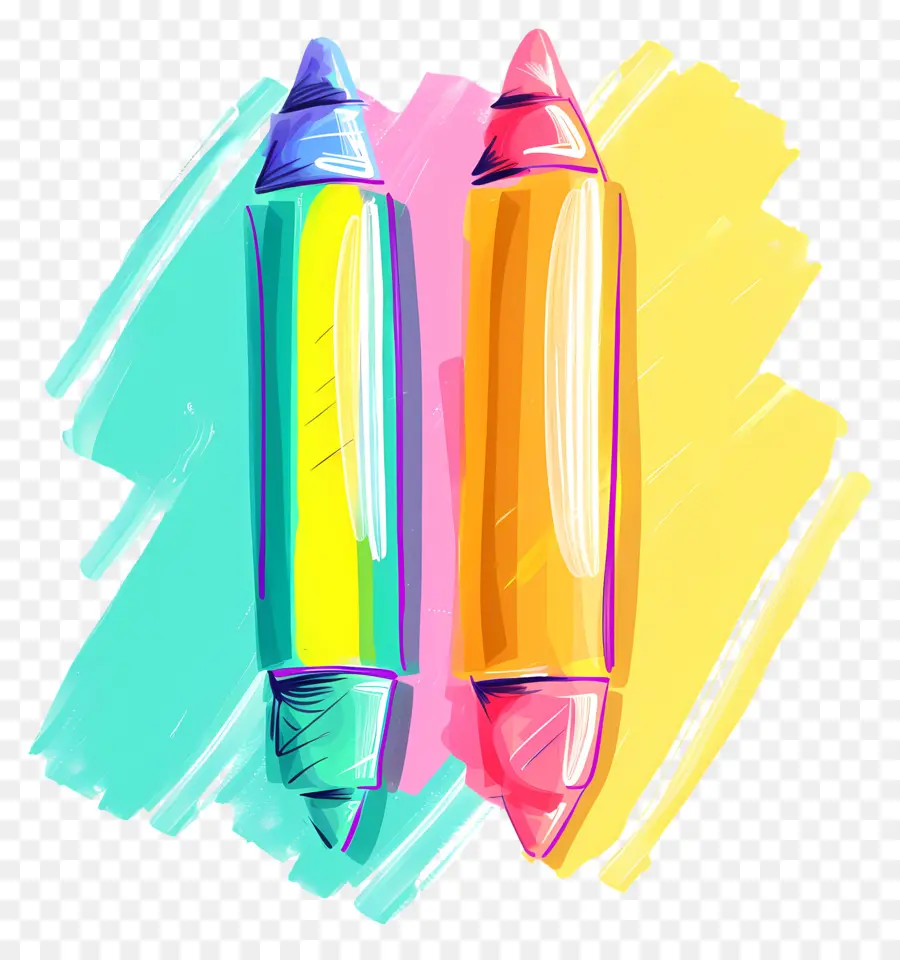 Surligneurs，Des Crayons De Couleur PNG