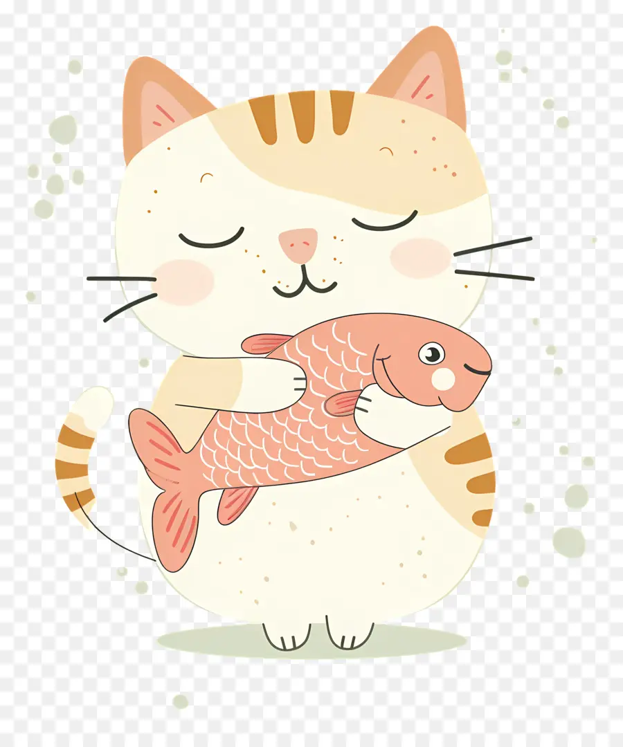 Chat Tenant Du Poisson，Dessin Animé PNG