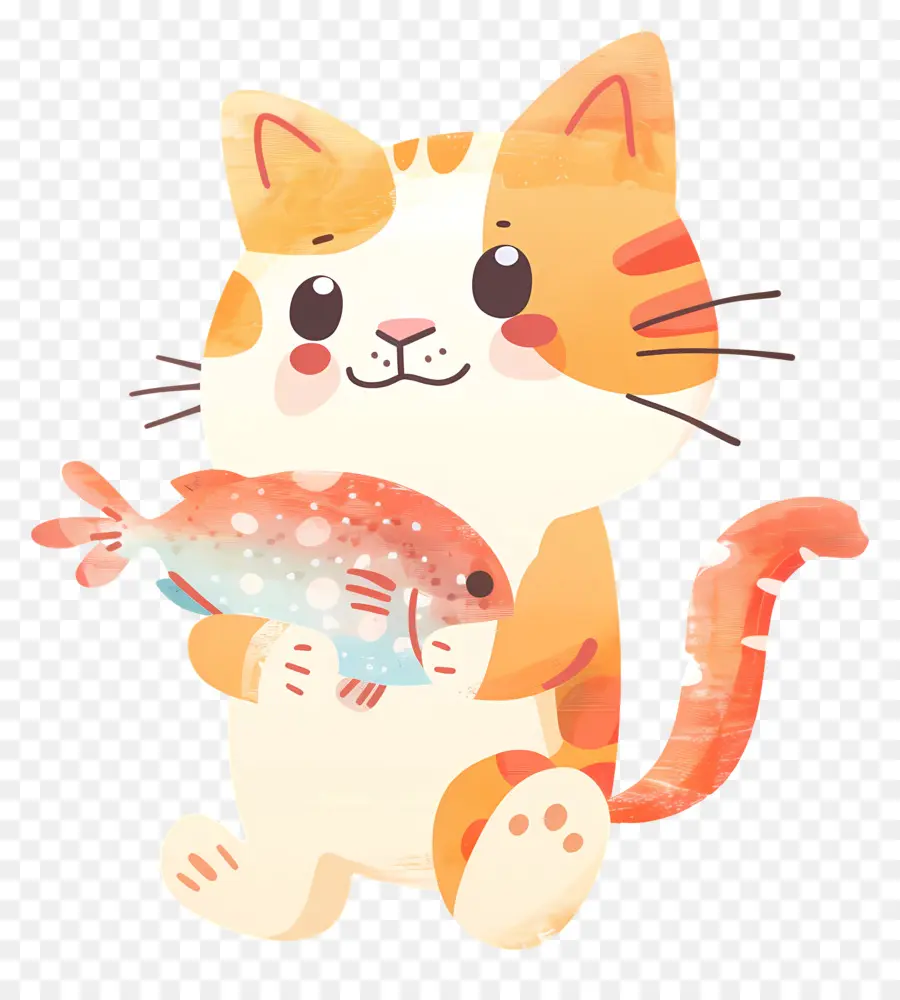 Chat Tenant Du Poisson，Chat Mignon PNG