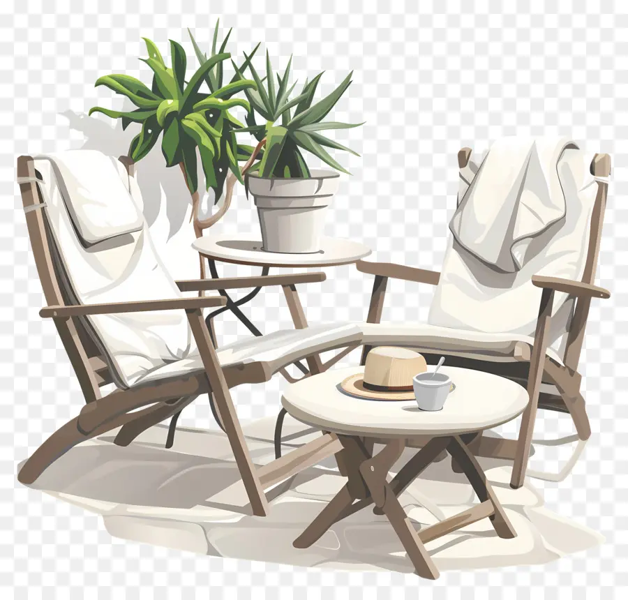 Chaises En Bois，Décor De Patio PNG